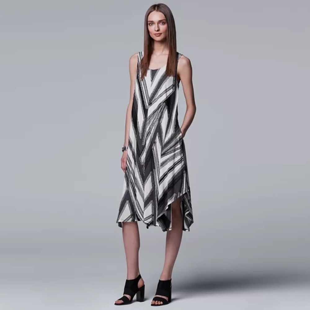 Simply Vera Vera Wang Textured Tank Dress Black/White Size Medium NWT